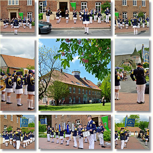 Collage zum Auftritt des Cadenberger Spielmannszuges bei der Gutspark-Einweihung am 16. Mai 2009 - Klick auf die kleinen Bilder vergrert.